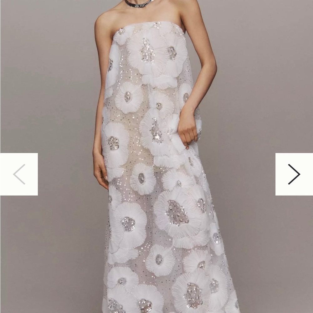 Anthropologie Helsi Margot Strapless Floral Sequin Maxi Dress